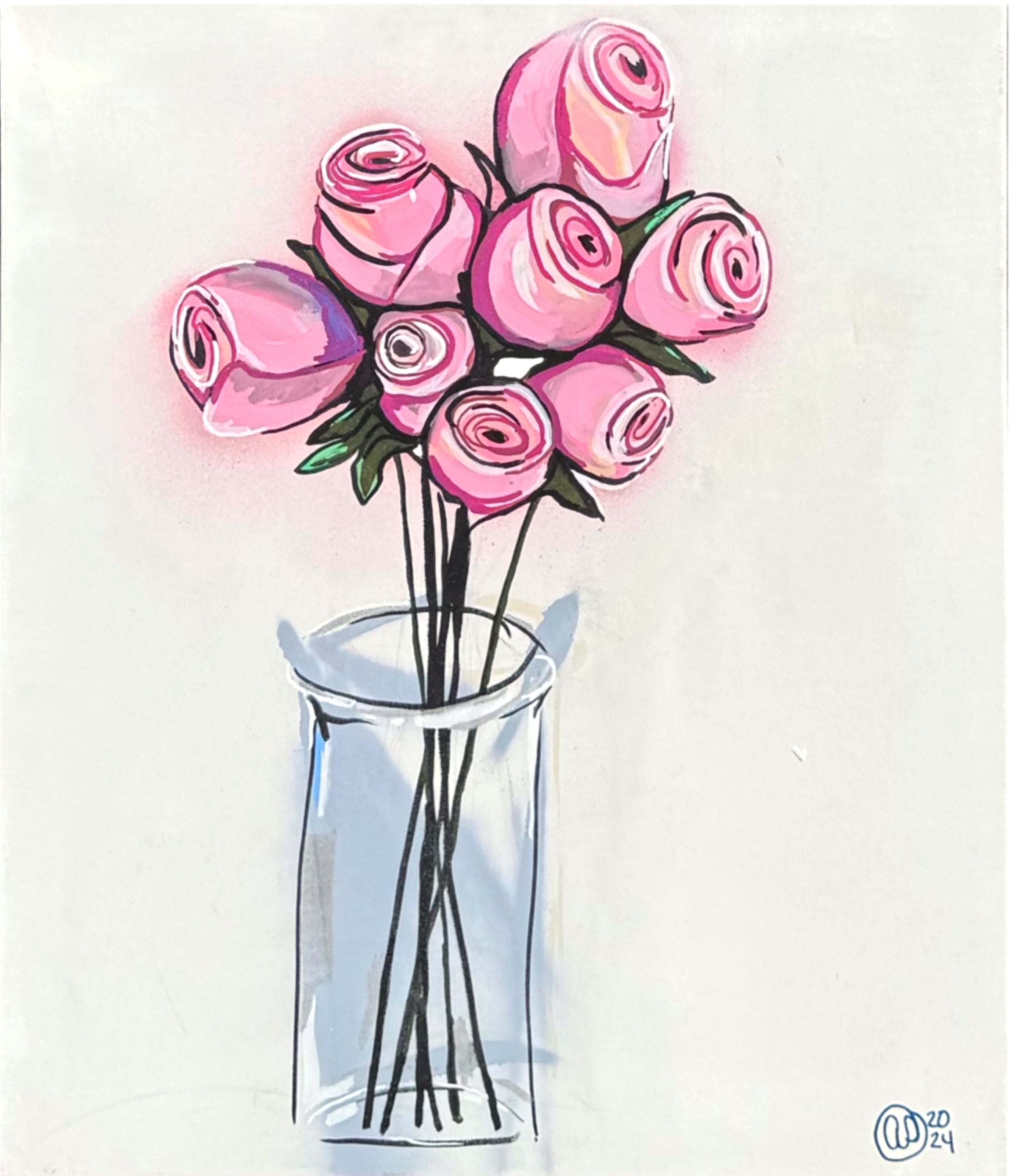 8 Pink Roses 